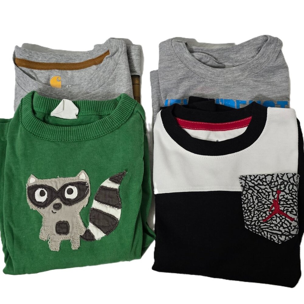4pc Boys Long Sleeve Shirts 4T Mini Boden Carhartt UA Jordan Back to School BTS